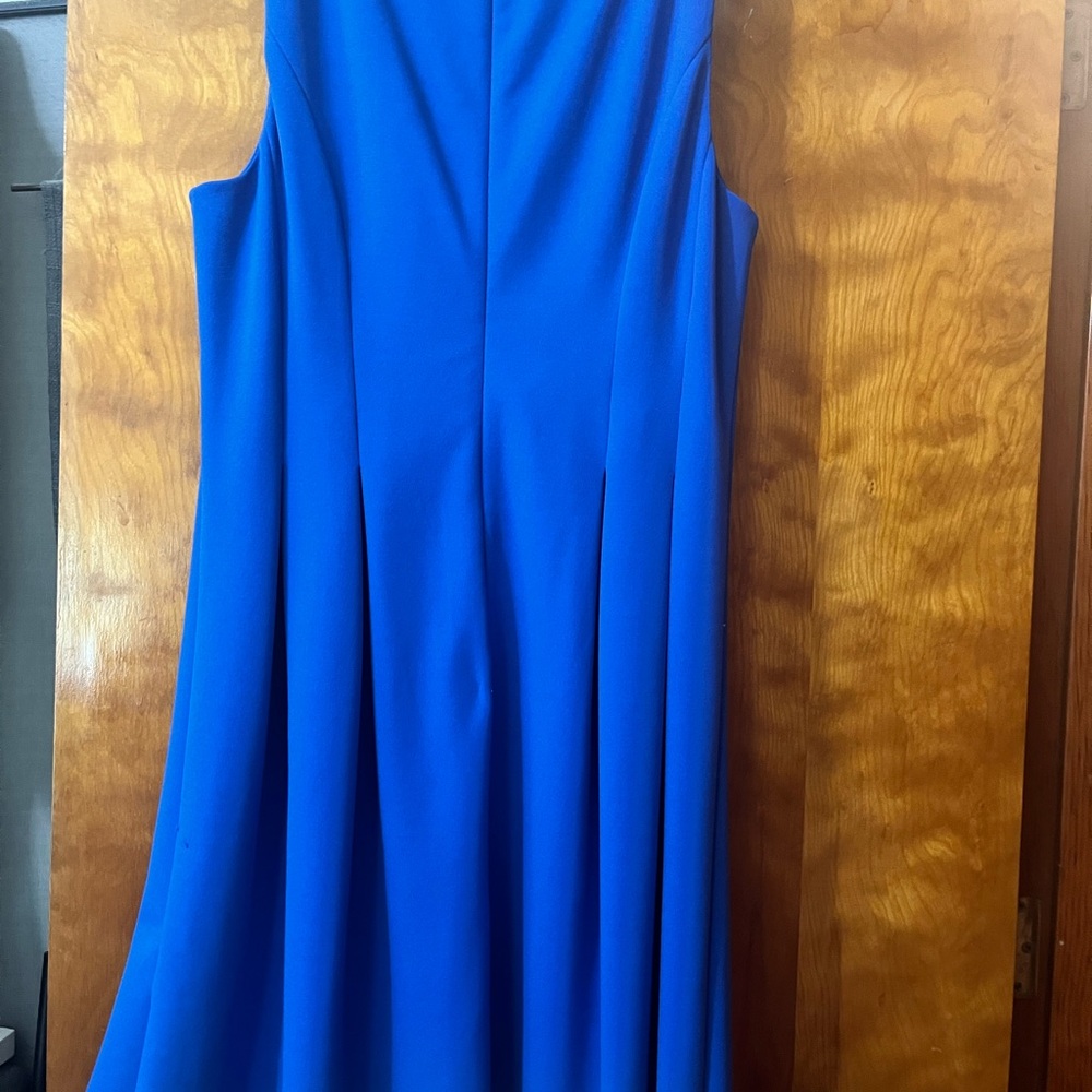 Roz & Ali Blue Pleated A-Line  Dress
